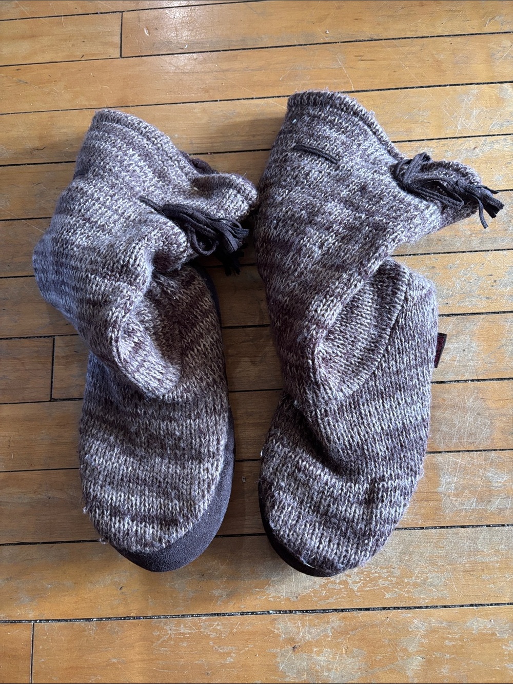 Women's Lukees Muk Luks Casual Knit Slipper Socks - Brown Heather